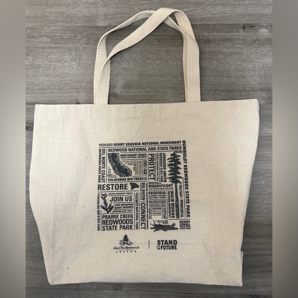 Reusable Canvas Tote Bag Save The Redwoods Nature Lover Gift Hiking SKU 6